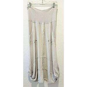 Wearables by XCVI XS Cargo Midi Casual Skirt Lagenlook Utility Beige Cream Soft